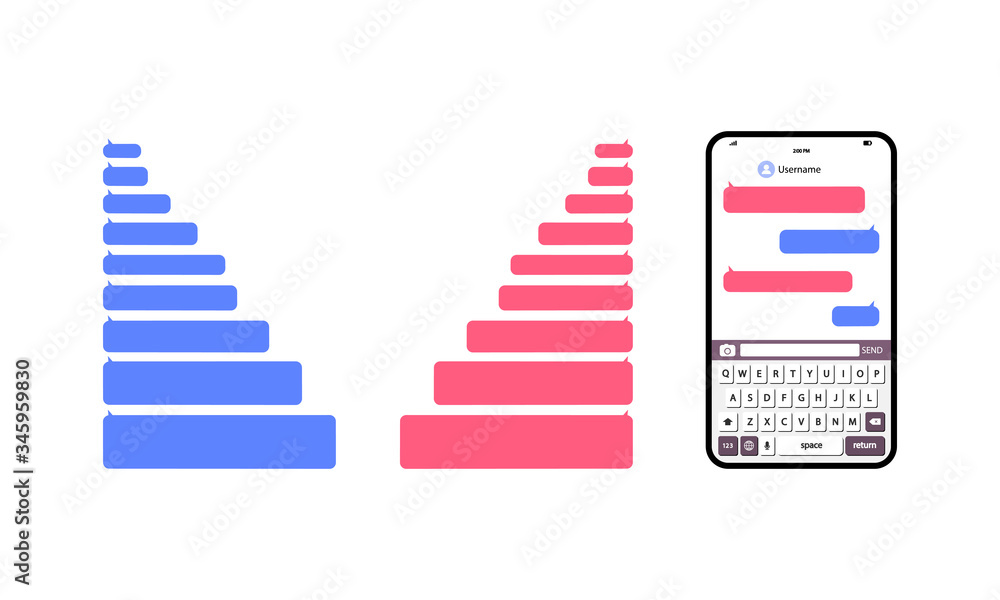 Poster message chat bubbles vector icons for messenger. smartphone with typing for message clouds. social n