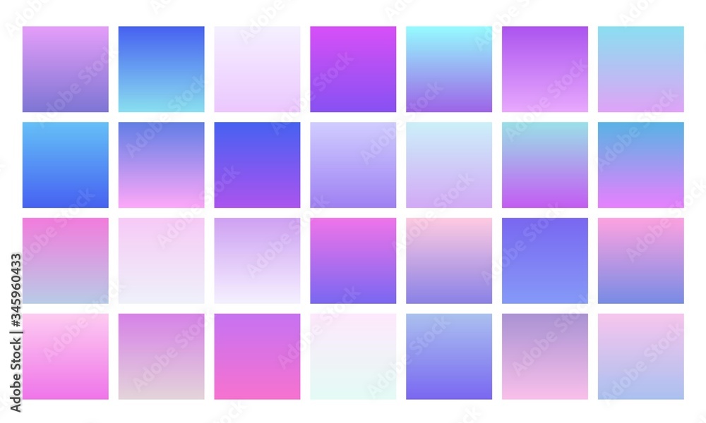 Poster beautiful multicolor gradient collection. soft and vibrant smooth color backgrounds set