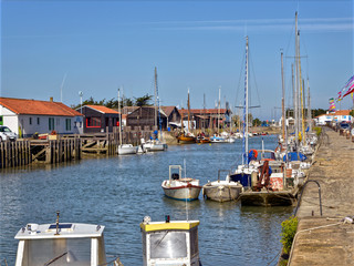 Port of Noirmoutier en l’Ile at high tide in Pays de la Loire region in western France