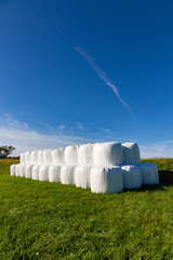 straw packed in  foil at the field