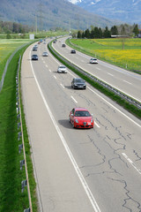 Autobahnverkehr in der Linthebene, Kt. St. Gallen, Schweiz