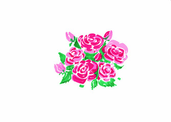 Floral botanical flower. Watercolor roses isolated on white bacground.
