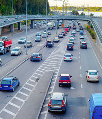 Cars, traffic instersection, Kyiv, Ukraine