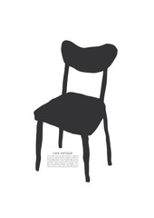 Hand drawn old chair spot illustration. Stylized simple vector shape