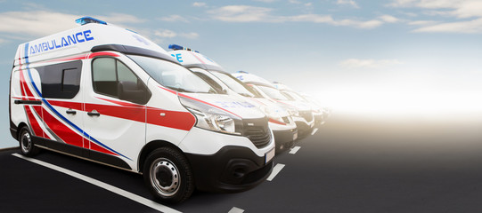 Ambulances in a row. Copy space © scharfsinn86