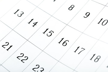 Abstract blur 2020 calendar page. month dates close up