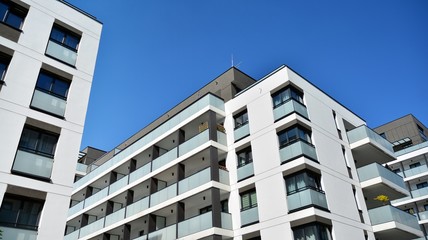 Modern European residential apartment buildings quarter. Abstract architecture, fragment of modern urban geometry.