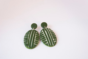 Geometric shape stud earrings. Handmade  polymer clay design jewelry.
