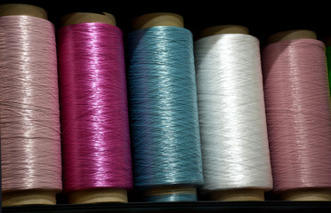 Large colorful polypropylene threads set. Pastel bobbin thread. Polypropylene multifilament yarns.