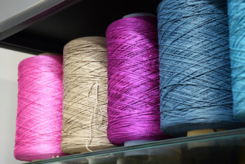 Polypropylene threads set. Bright bobbin thread. Polypropylene multifilament yarns.