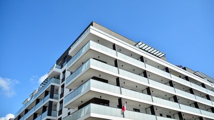 Modern European residential apartment buildings quarter. Abstract architecture, fragment of modern urban geometry.