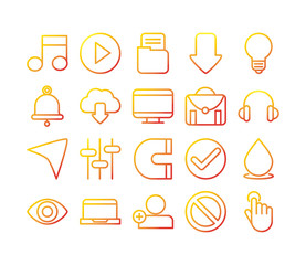 interface internet web technology digital icons set