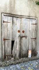 Old wooden door in village Lofu. Limassol District, Cyprus.