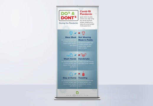 Covid-19 Roll Banner Layout with Do and Don't Information