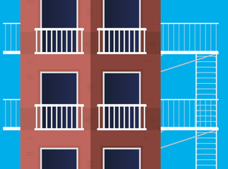 Windows outside brown building vector design