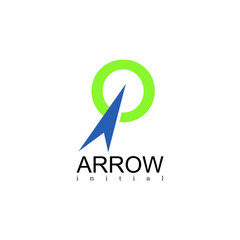 arrow and initial O in green color logo design.