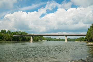 Tildy Zoltan Bridge between Tahi and Tahitorfalu, in Hungary, Europe.