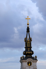 Fototapeta na wymiar Bell tower of Saint Nicholas church in Zemun,Serbia