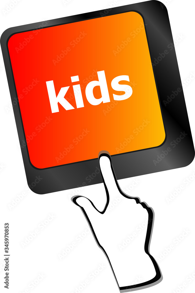 Poster kids key button in a computer keyboard