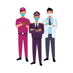 male workers using face masks for covid 19