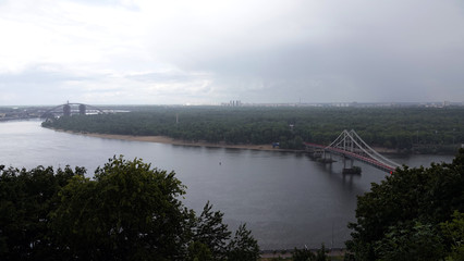 Park, foot bridge in the city of Kiev
