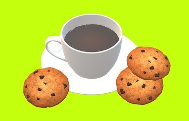 cup of coffee and cookies