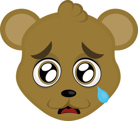 Vector illustration of the face of a cartoon mouse with a sad expression


