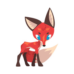 Obraz premium Cute Adorable Little Fox, Wild Forest Animal Cartoon Character Vector Illustration