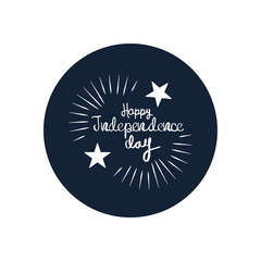 Usa happy independence day design with decorative stars and burst around, block silhouette style