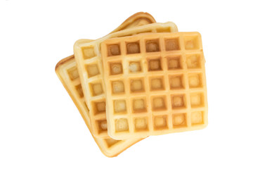delicious homemade waffles isolated on the white background
