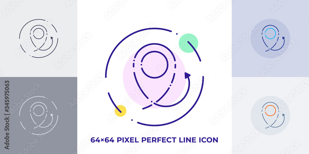 Poster navigation tag line art vector icon. outline symbol of position marker. location pin pictogram made 