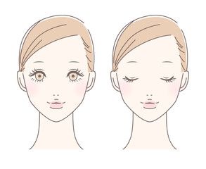 女性 顔（目を開ける 目を閉じる セット）
