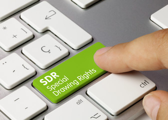 SDR Special Drawing Rights - Inscription on Green Keyboard Key.