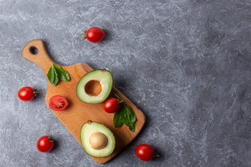 Health food for fitness on a wooden board