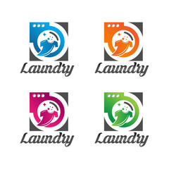 Laundry Logo in four color Template Design Vector, Cleaning Service Logo Concept, Emblem, Concept Design, Creative Symbol, Icon.