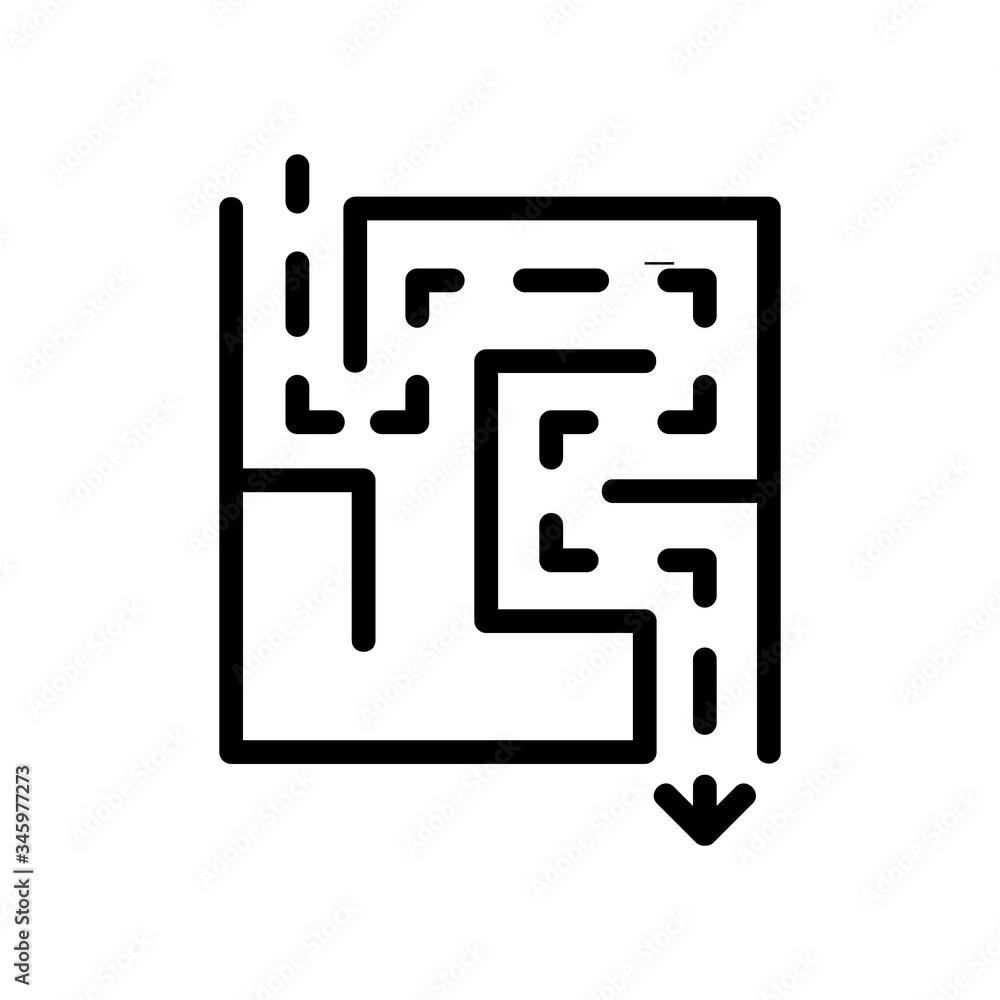 Poster paving right path in maze icon vector. paving right path in maze sign. isolated contour symbol illus