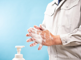 作業員　手洗い　ソープ　感染予防