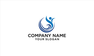 combination of waves and people logo design