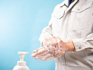 作業員　手洗い　ソープ　感染予防