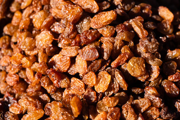 Raisins. Macro. Raisins as background Grape Raisin texture