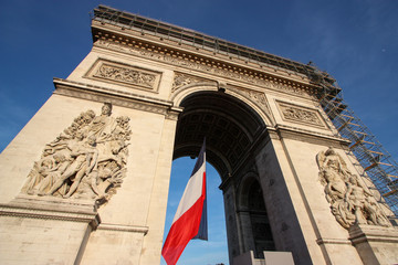 Fototapeta na wymiar Close up of the Arc de Triomphe in Paris, France