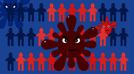 Virus Infected Human to Human. Pandemic Coronavirus Disease Spreads. COVID-19 Infected Human to Human and Spread Very Fast.