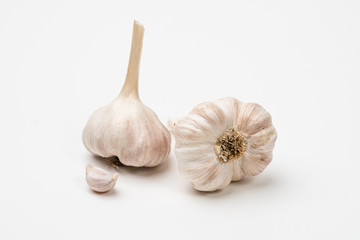 Close-up garlic on a white background
