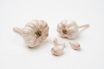 Close-up garlic on a white background