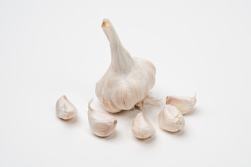 Close-up garlic on a white background