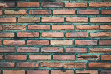 Fototapeta premium old red brick wall abstract background vintage horizontal pattern room art paint abstract design. detail of aged grunge building structure.