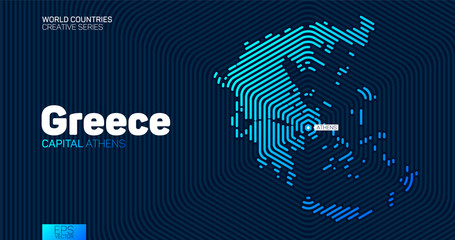 Abstract map of Greece with hexagon lines © igor