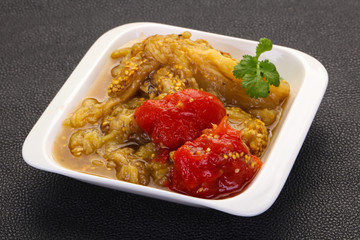 Caucasian cuisine - baked eggplant and tomato