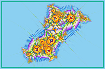 Computer graphics. Fractal texture in frame. Flowers