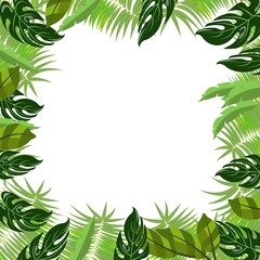 Trendy tropical leaves nature vector poster background